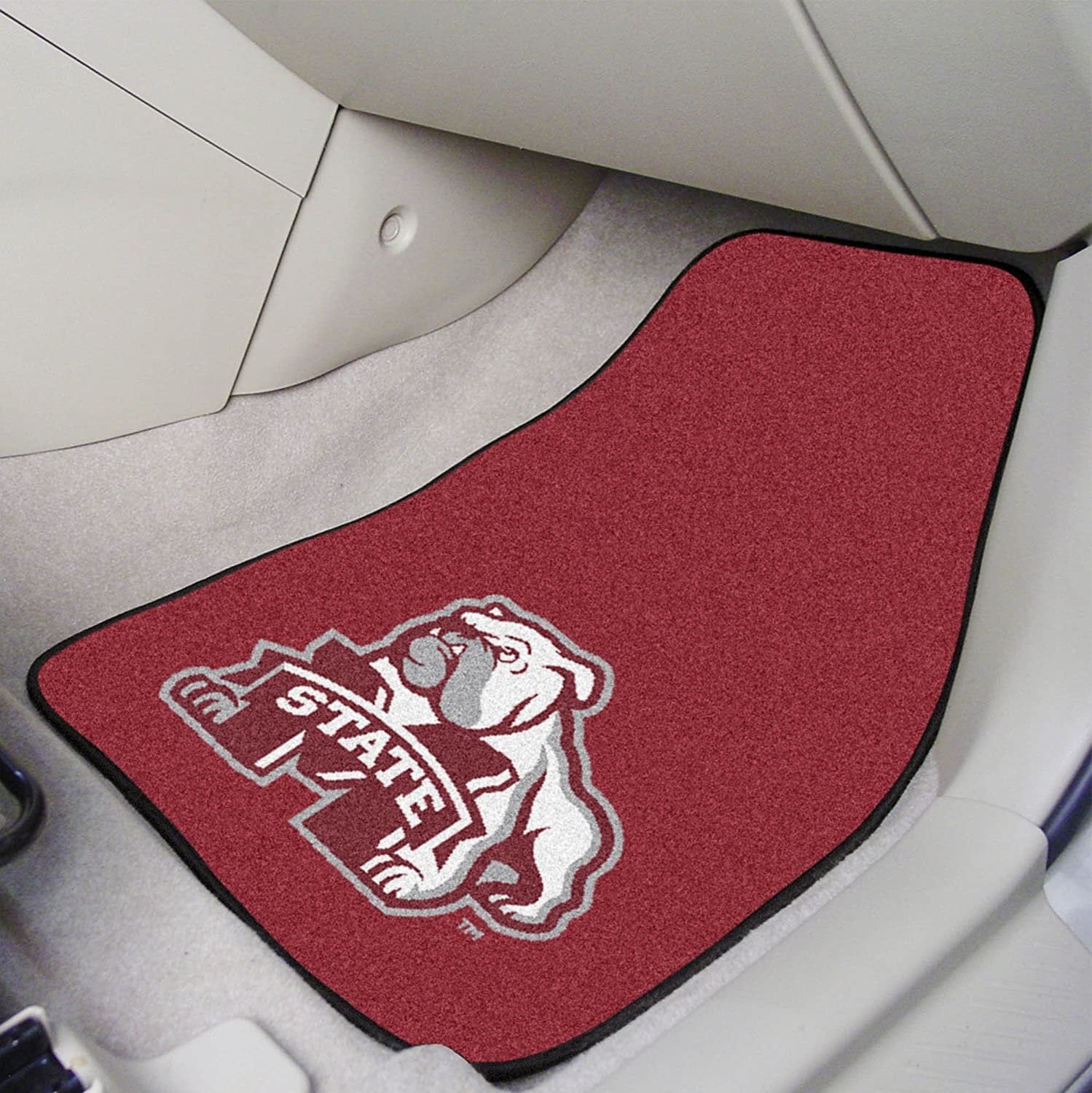 Mississippi State University Bulldogs Front Floor Mats, Carpet Car Set, 18x27 Inch, Nylon, Set of 2 2