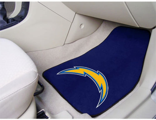 Los Angeles Chargers Front Floor Mats, Carpet Car Set, 18x27 Inch, Nylon, Set of 2 1