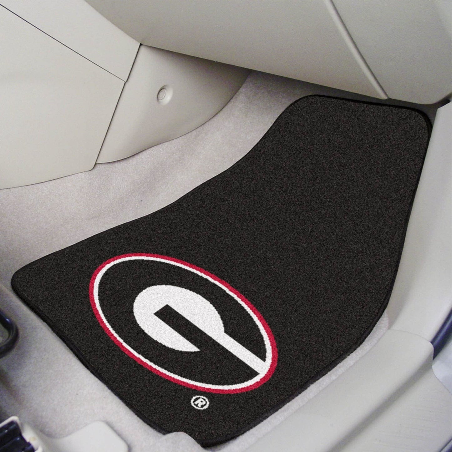 University of Georgia Bulldogs 2-Piece Vehicle Carpet Mat Set, Black, Front Row Automotive Floor Mats, Non-Slip Backing, 18x27 Inch Each, Team Colors, Officially Licensed 2