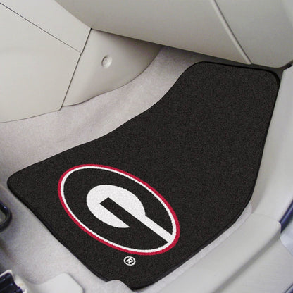 University of Georgia Bulldogs 2-Piece Vehicle Carpet Mat Set, Black, Front Row Automotive Floor Mats, Non-Slip Backing, 18x27 Inch Each, Team Colors, Officially Licensed 2