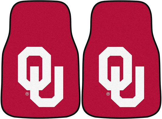 University of Oklahoma Sooners Front Floor Mats, Carpet Car Set, 18x27 Inch, Nylon, Set of 2 1