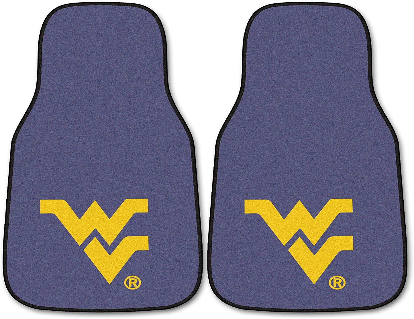 West Virginia University Mountaineers Front Floor Mats, Carpet Car Set, 18x27 Inch, Nylon, Set of 2 1