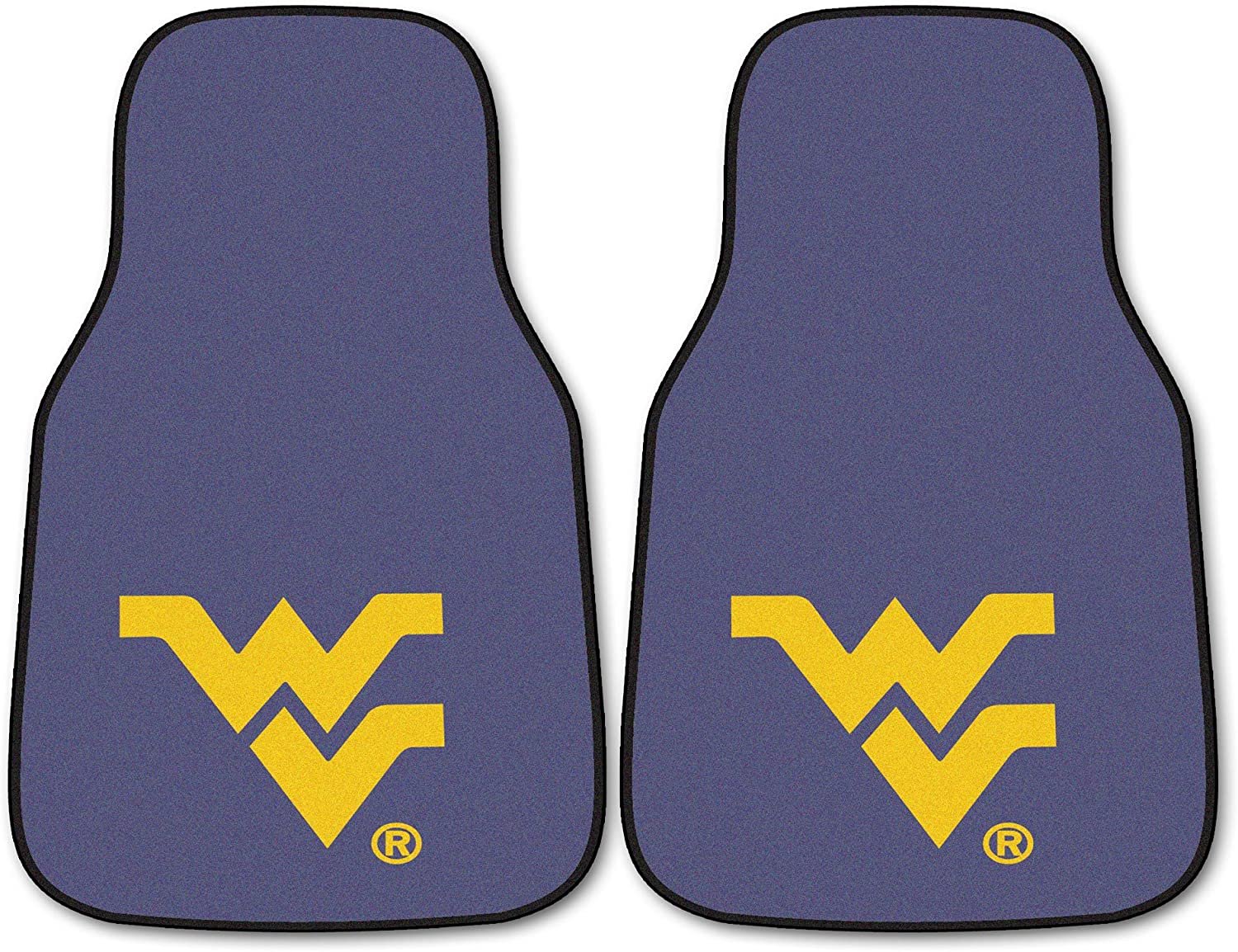 West Virginia University Mountaineers Front Floor Mats, Carpet Car Set, 18x27 Inch, Nylon, Set of 2 1
