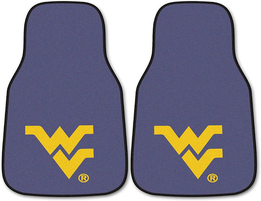 West Virginia University Mountaineers Front Floor Mats, Carpet Car Set, 18x27 Inch, Nylon, Set of 2 1