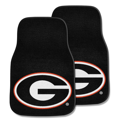 University of Georgia Bulldogs 2-Piece Vehicle Carpet Mat Set, Black, Front Row Automotive Floor Mats, Non-Slip Backing, 18x27 Inch Each, Team Colors, Officially Licensed 1