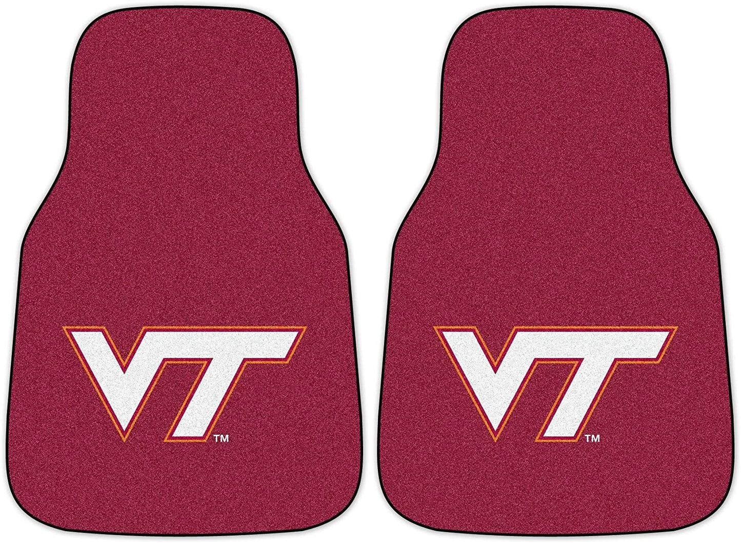 Virginia Tech University Hokies Front Floor Mats, Carpet Car Set, 18x27 Inch, Nylon, Set of 2 1