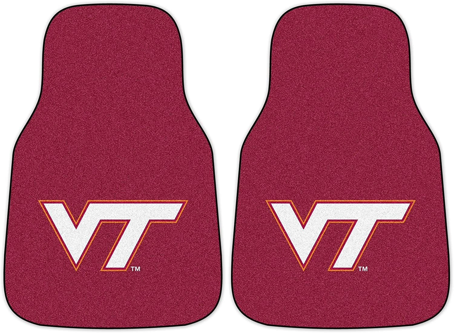 Virginia Tech University Hokies Front Floor Mats, Carpet Car Set, 18x27 Inch, Nylon, Set of 2 1