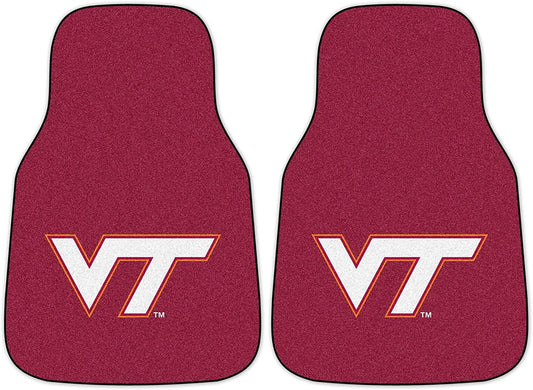 Virginia Tech University Hokies Front Floor Mats, Carpet Car Set, 18x27 Inch, Nylon, Set of 2 1