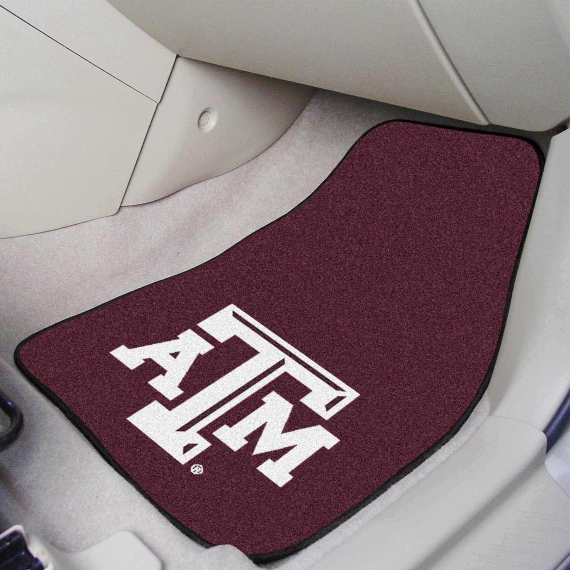 Texas A&M University Aggies 2-Piece Vehicle Carpet Mat Set, Front Row Automotive Floor Mats, Non-Slip Backing, 18x27 Inch Each, Team Colors, Officially Licensed 2