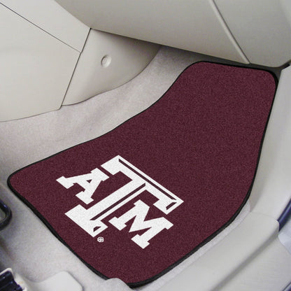 Texas A&M University Aggies 2-Piece Vehicle Carpet Mat Set, Front Row Automotive Floor Mats, Non-Slip Backing, 18x27 Inch Each, Team Colors, Officially Licensed 2