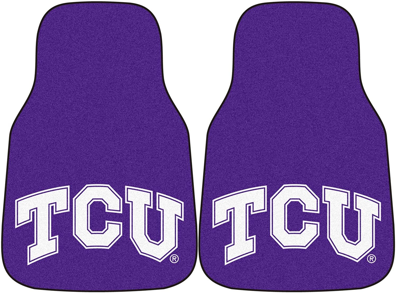 Texas Christian University Horned Frogs TCU Front Floor Mats, Carpet Car Set, 18x27 Inch, Nylon, Set of 2 1