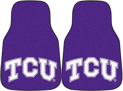Texas Christian University Horned Frogs TCU Front Floor Mats, Carpet Car Set, 18x27 Inch, Nylon, Set of 2 1