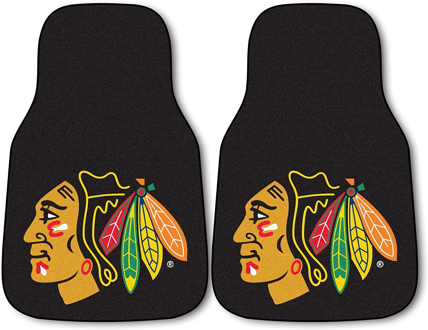 Chicago Blackhawks Front Floor Mats, Carpet Car Set, 18x27 Inch, Nylon, Set of 2 1