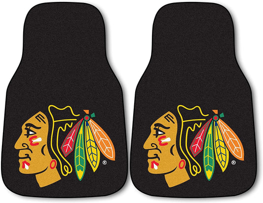 Chicago Blackhawks Front Floor Mats, Carpet Car Set, 18x27 Inch, Nylon, Set of 2 1