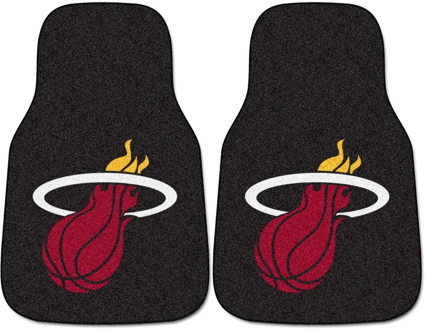 Miami Heat Front Floor Mats, Carpet Car Set, 18x27 Inch, Nylon, Set of 2 1