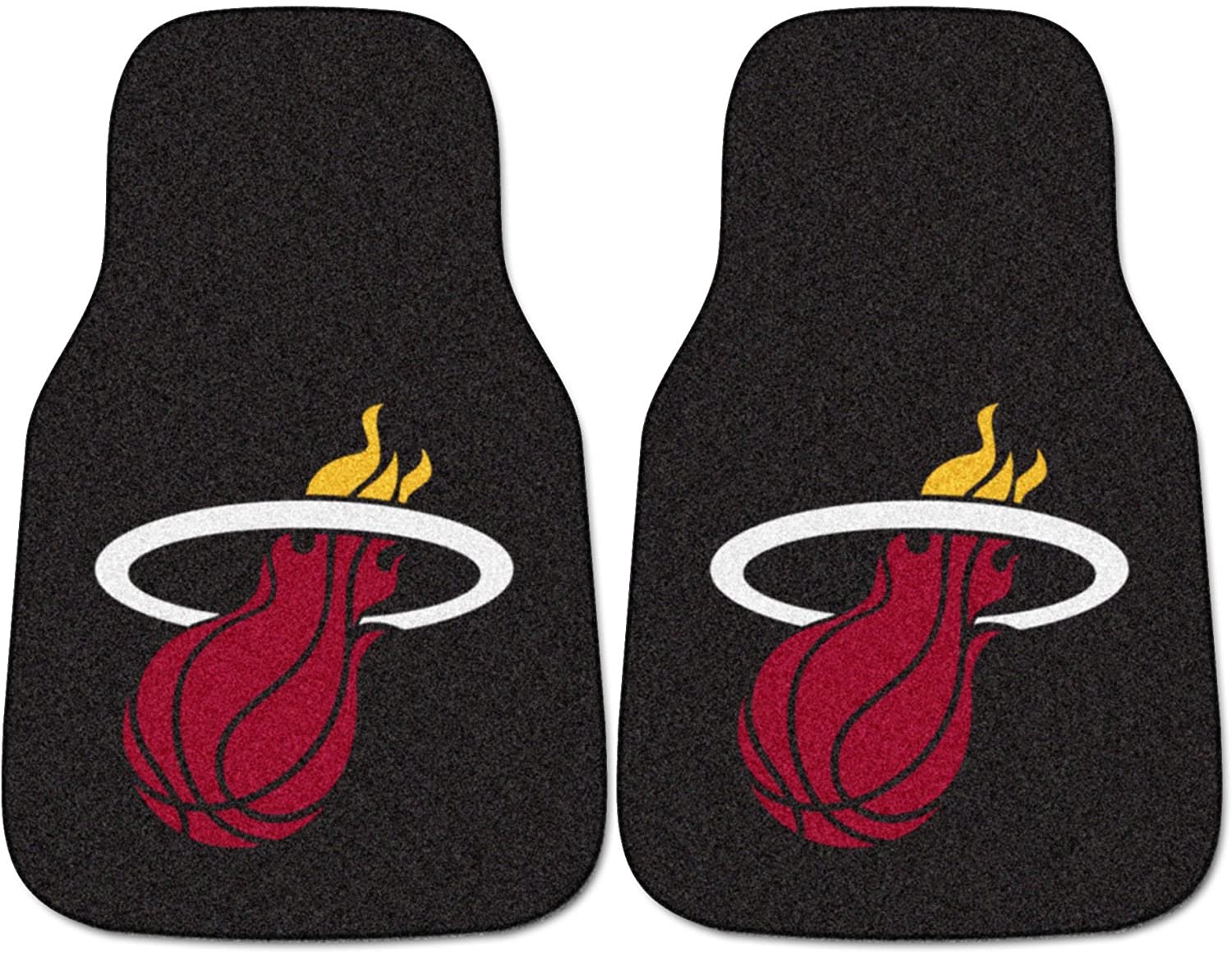 Miami Heat Front Floor Mats, Carpet Car Set, 18x27 Inch, Nylon, Set of 2 1