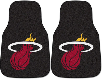 Miami Heat Front Floor Mats, Carpet Car Set, 18x27 Inch, Nylon, Set of 2 1