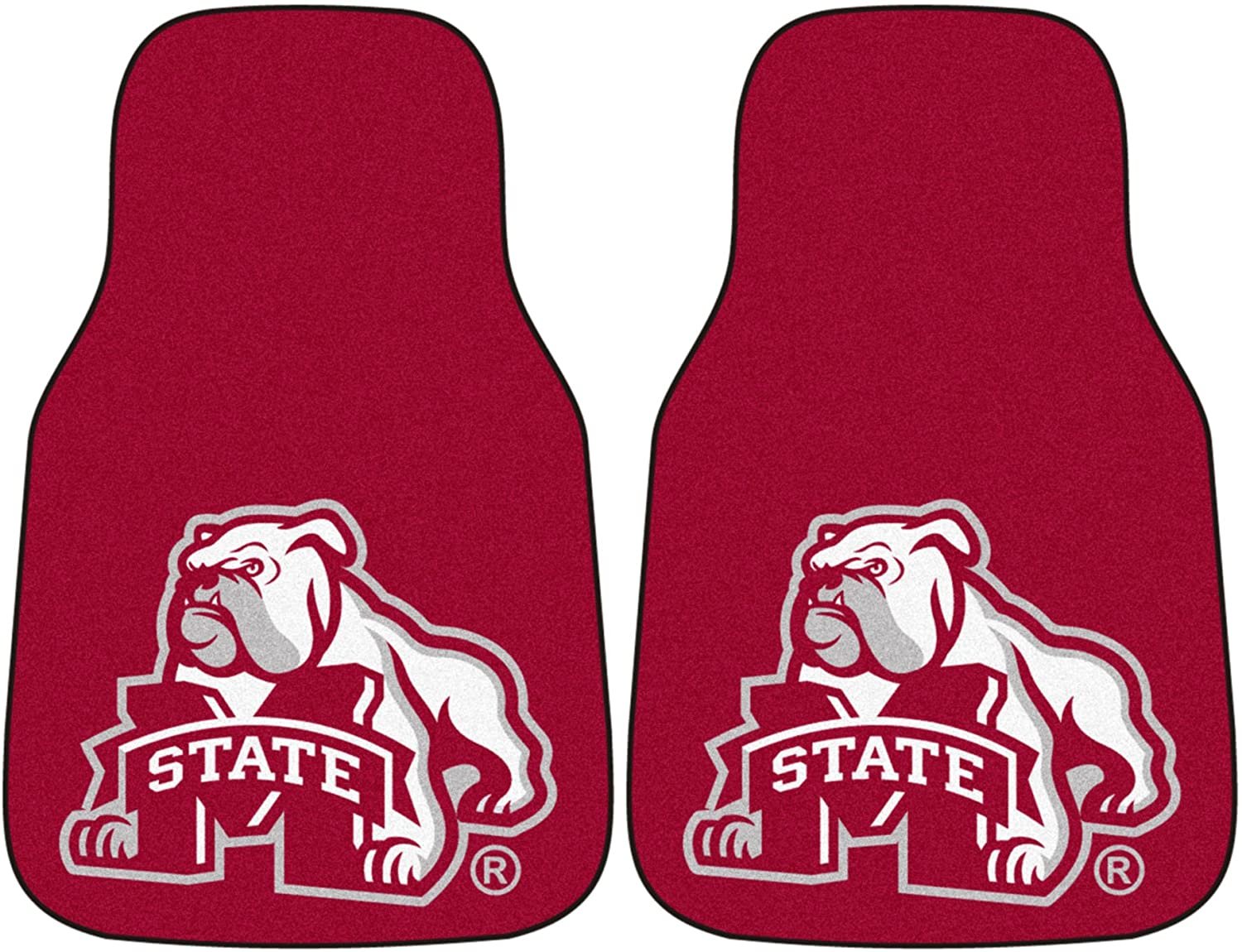 Mississippi State University Bulldogs Front Floor Mats, Carpet Car Set, 18x27 Inch, Nylon, Set of 2 1