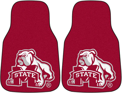 Mississippi State University Bulldogs Front Floor Mats, Carpet Car Set, 18x27 Inch, Nylon, Set of 2 1