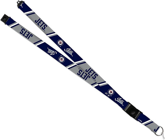 Winnipeg Jets Lanyard Keychain, Double Sided, 18 Inch, Button Clip, Safety Breakaway