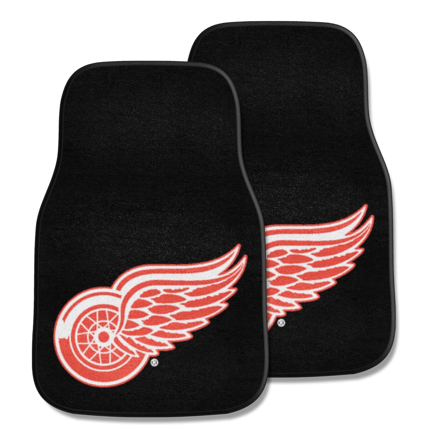 Detroit Red Wings 2-Piece Vehicle Carpet Mat Set, Front Row Automotive Floor Mats, Non-Slip Backing, 18x27 Inch Each, Black, Officially Licensed 1
