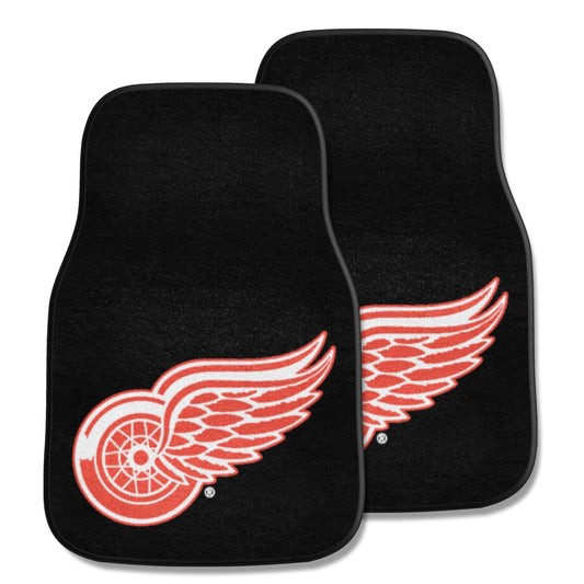 Detroit Red Wings 2-Piece Vehicle Carpet Mat Set, Front Row Automotive Floor Mats, Non-Slip Backing, 18x27 Inch Each, Black, Officially Licensed 1