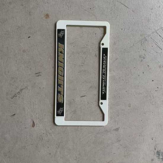 University of Central Florida UCF Knights White Plastic License Plate Frame Tag Cover, 12x6 Inch